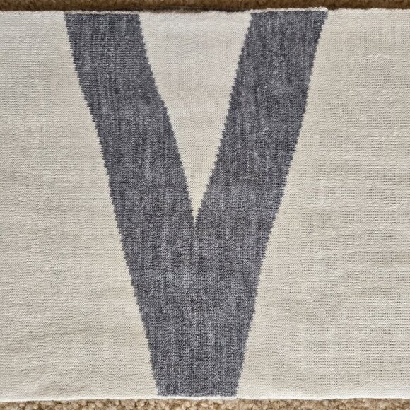 Rebecca Minkoff Knit Scarf LOVE Grey White - Picture 6 of 8